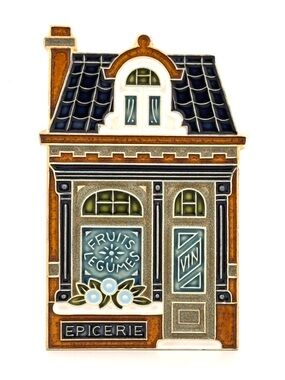 Vintage Vangeebergen Belgium Ceramic Tile Building Facade Toothpick Holder